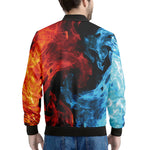 Red And Blue Twin Flame Print Men's Bomber Jacket