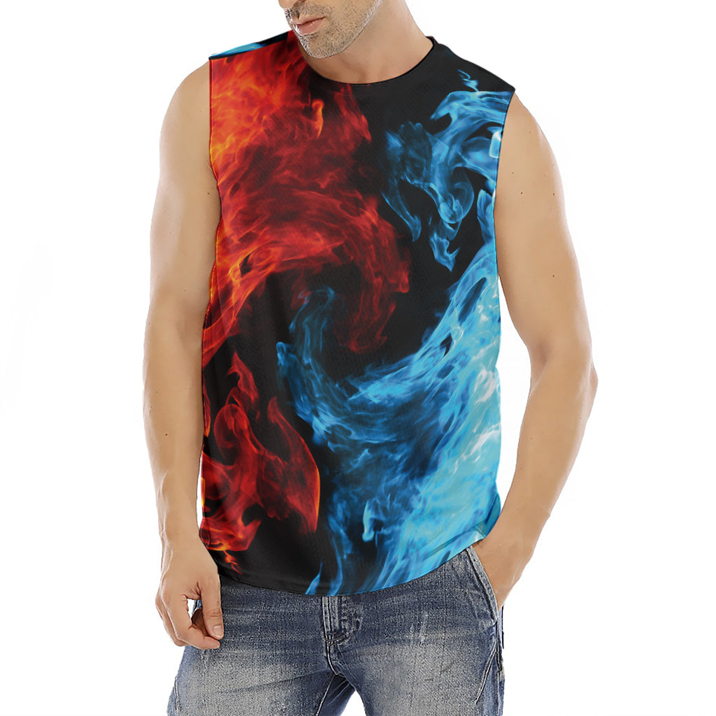 Red And Blue Twin Flame Print Men's Fitness Tank Top