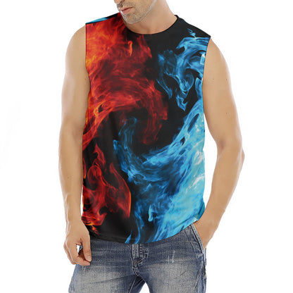 Red And Blue Twin Flame Print Men's Fitness Tank Top