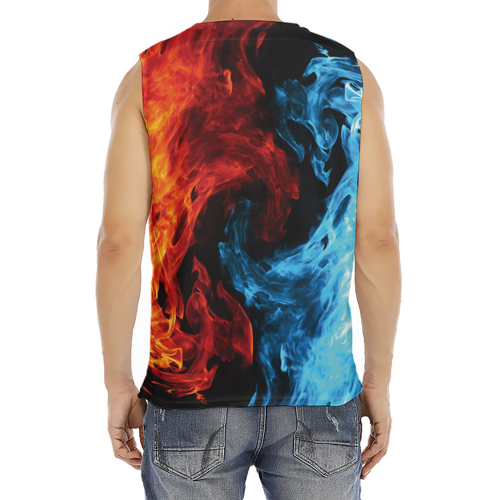 Red And Blue Twin Flame Print Men's Fitness Tank Top