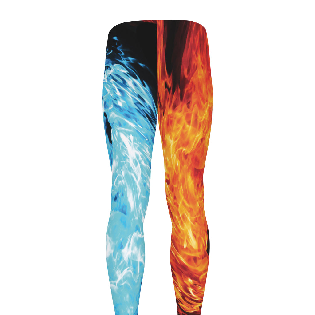 Red And Blue Twin Flame Print Men's leggings