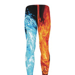 Red And Blue Twin Flame Print Men's leggings