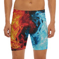 Red And Blue Twin Flame Print Men's Long Boxer Briefs
