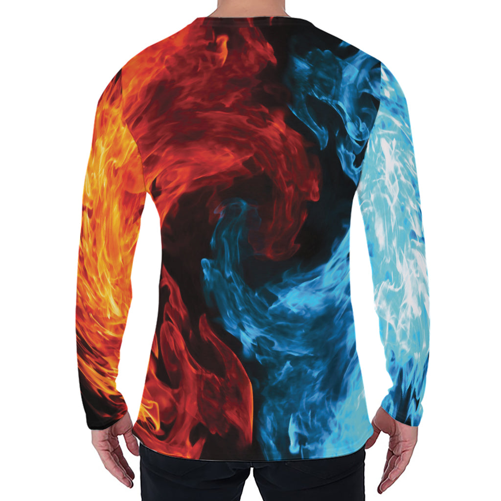 Red And Blue Twin Flame Print Men's Long Sleeve T-Shirt