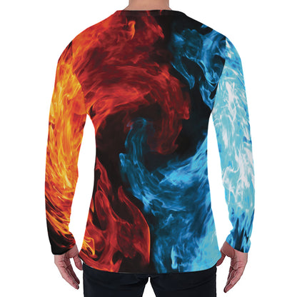 Red And Blue Twin Flame Print Men's Long Sleeve T-Shirt
