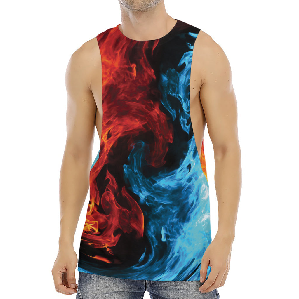 Red And Blue Twin Flame Print Men's Muscle Tank Top