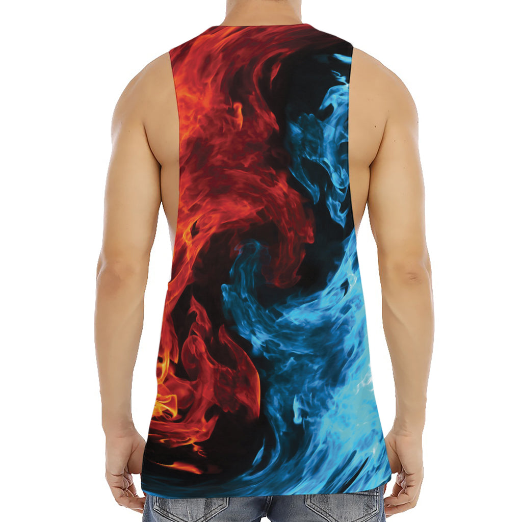 Red And Blue Twin Flame Print Men's Muscle Tank Top