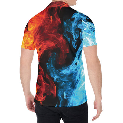 Red And Blue Twin Flame Print Men's Shirt