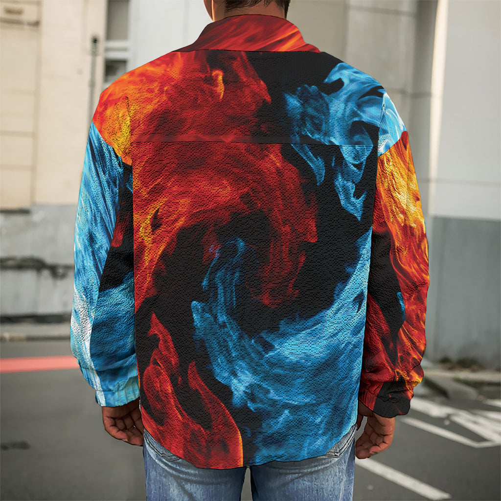 Red And Blue Twin Flame Print Men's Shirt Jacket