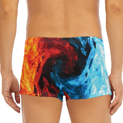 Red And Blue Twin Flame Print Men's Short Boxer Briefs