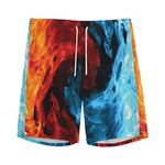 Red And Blue Twin Flame Print Men's Sports Shorts