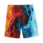 Red And Blue Twin Flame Print Men's Sports Shorts