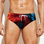 Red And Blue Twin Flame Print Men's Swim Briefs
