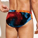 Red And Blue Twin Flame Print Men's Swim Briefs