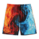 Red And Blue Twin Flame Print Men's Swim Trunks