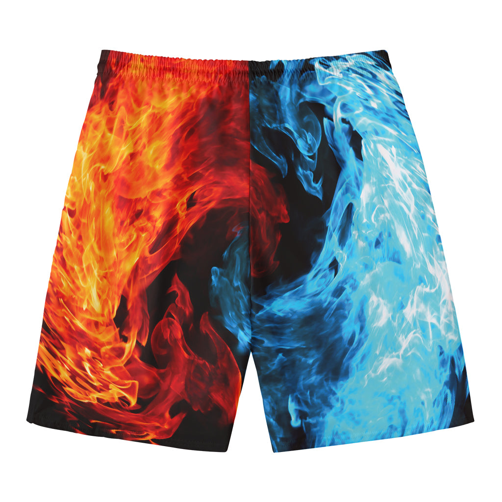 Red And Blue Twin Flame Print Men's Swim Trunks