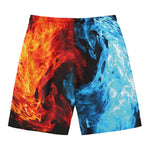 Red And Blue Twin Flame Print Men's Swim Trunks