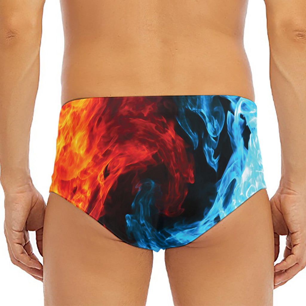 Red And Blue Twin Flame Print Men's Triangle Swim Briefs