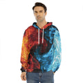 Red And Blue Twin Flame Print Men's Velvet Pullover Hoodie