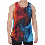 Red And Blue Twin Flame Print Men's Velvet Tank Top