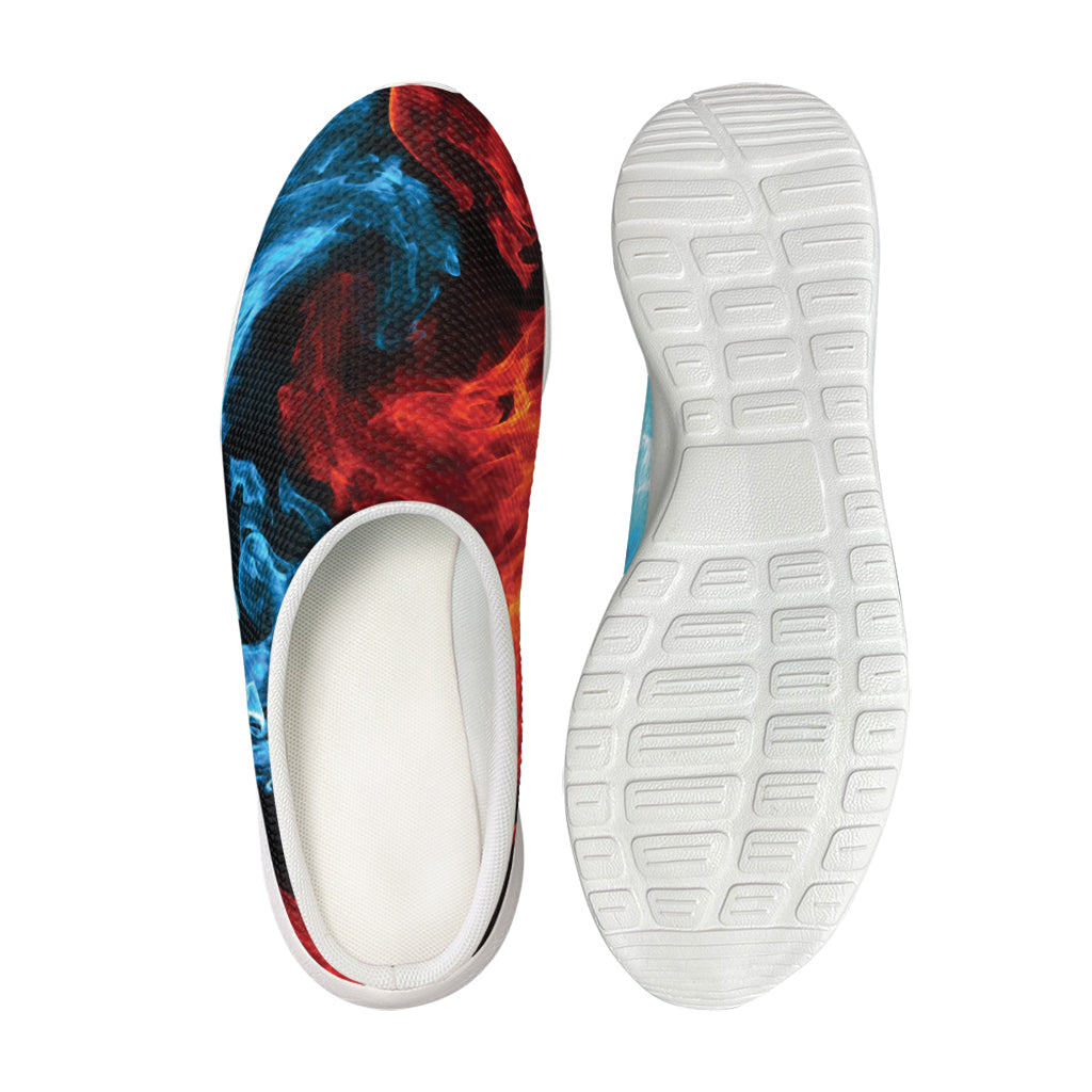 Red And Blue Twin Flame Print Mesh Casual Shoes