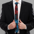 Red And Blue Twin Flame Print Necktie