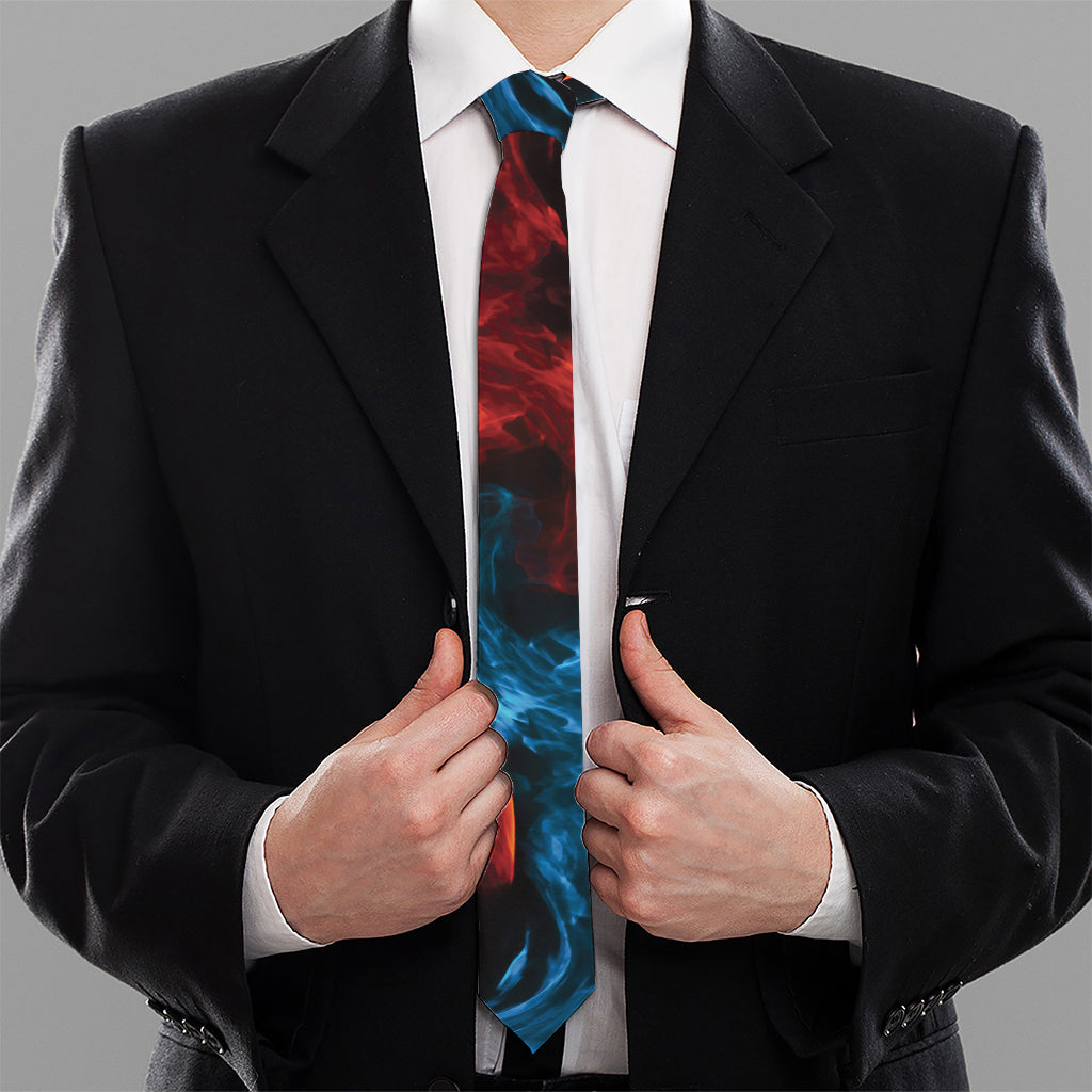 Red And Blue Twin Flame Print Necktie