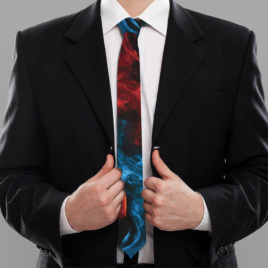 Red And Blue Twin Flame Print Necktie