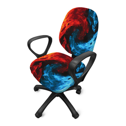 Red And Blue Twin Flame Print Office Chair Cover
