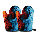 Red And Blue Twin Flame Print Oven Mitts