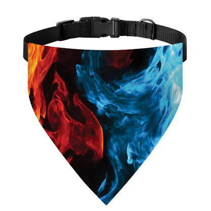Red And Blue Twin Flame Print Over The Collar Dog Bandana