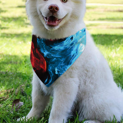 Red And Blue Twin Flame Print Over The Collar Dog Bandana