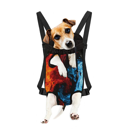 Red And Blue Twin Flame Print Pet Carrier Backpack