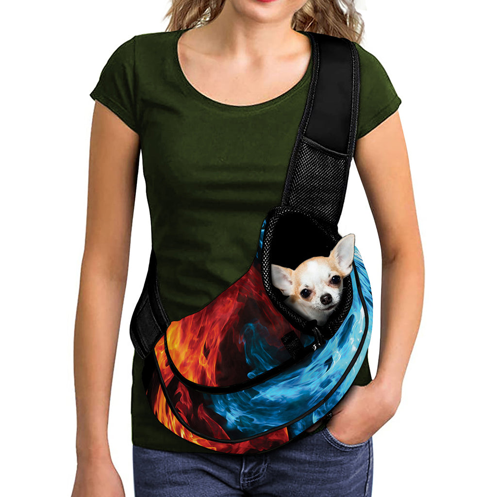 Red And Blue Twin Flame Print Pet Sling Carrier
