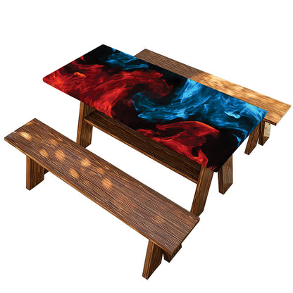 Red And Blue Twin Flame Print Picnic Table Cover