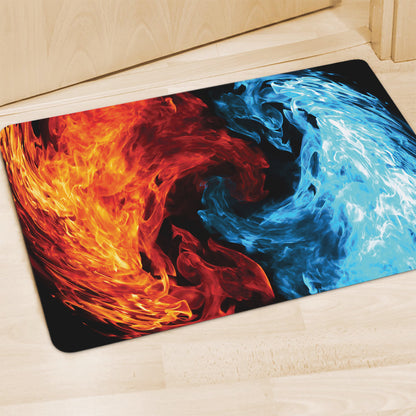 Red And Blue Twin Flame Print Polyester Doormat