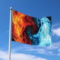 Red And Blue Twin Flame Print Polyester Flag