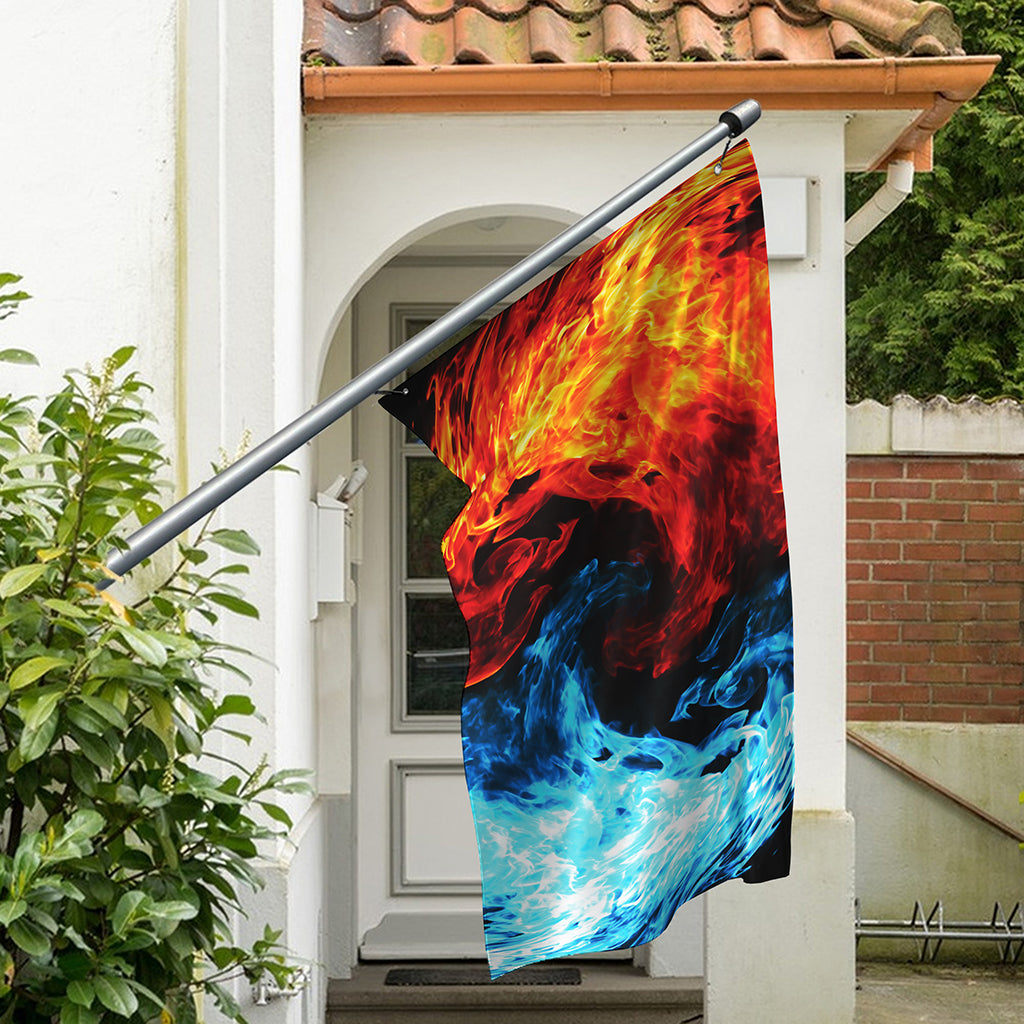 Red And Blue Twin Flame Print Polyester Flag