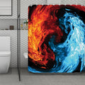Red And Blue Twin Flame Print Polyester Shower Curtain