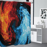 Red And Blue Twin Flame Print Premium Shower Curtain