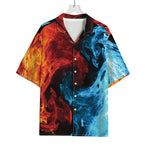 Red And Blue Twin Flame Print Rayon Hawaiian Shirt