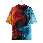Red And Blue Twin Flame Print Rayon Hawaiian Shirt