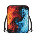 Red And Blue Twin Flame Print Rectangular Crossbody Bag