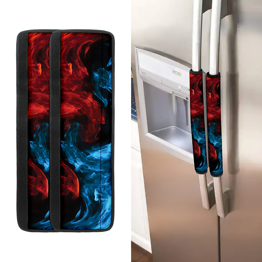 Red And Blue Twin Flame Print Refrigerator Handle Covers