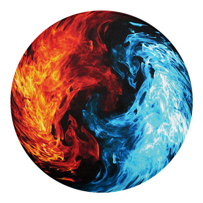Red And Blue Twin Flame Print Round Blanket