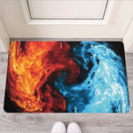 Red And Blue Twin Flame Print Rubber Doormat