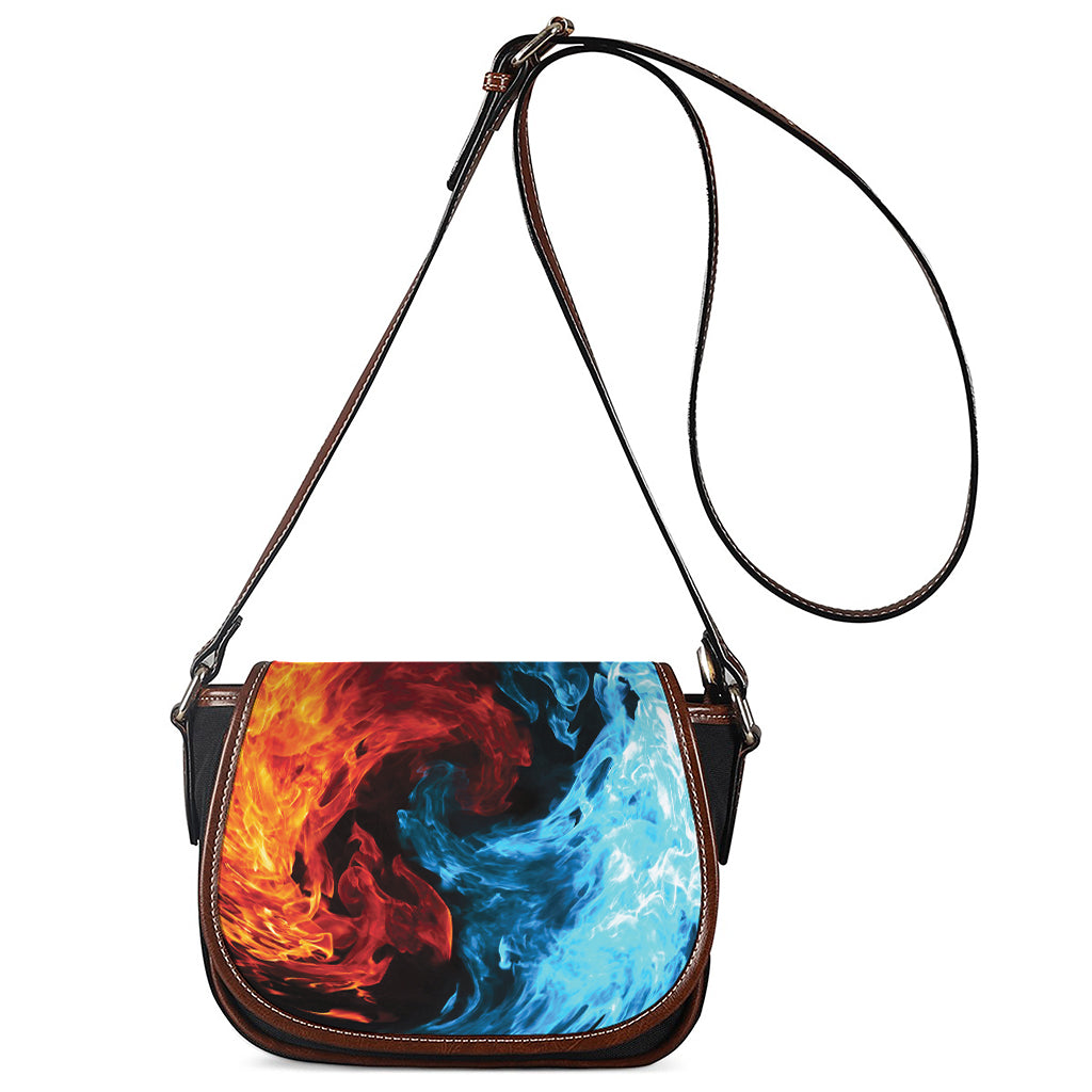 Red And Blue Twin Flame Print Saddle Bag