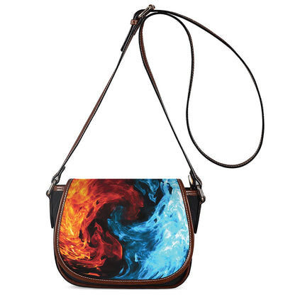 Red And Blue Twin Flame Print Saddle Bag