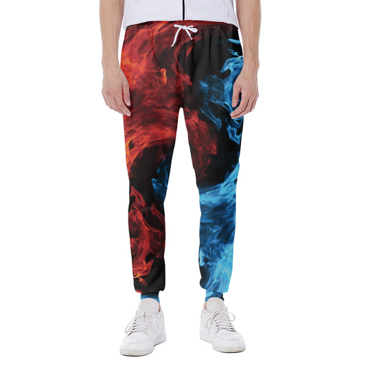 Red And Blue Twin Flame Print Scuba Joggers