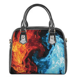 Red And Blue Twin Flame Print Shoulder Handbag